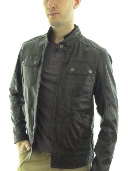 Men's Black Leather Biker Jacket