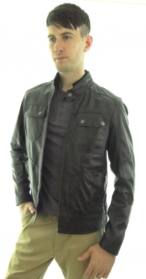 Men's Black Leather Biker Jacket