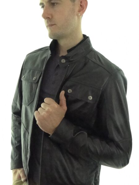 Men's Black Leather Biker Jacket