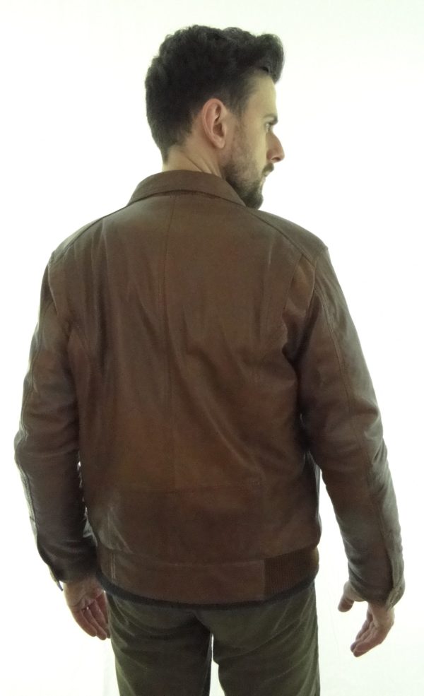 Men's Bomber Leather Jacket in Tan