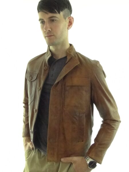 Men's Leather Jacket in Tan