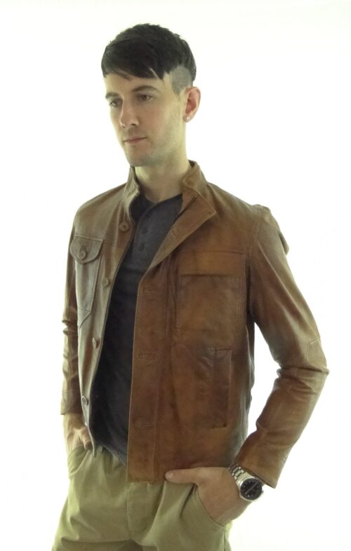 Men's Leather Jacket in Tan