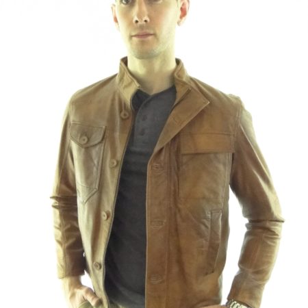 Men's Leather Jacket in Tan