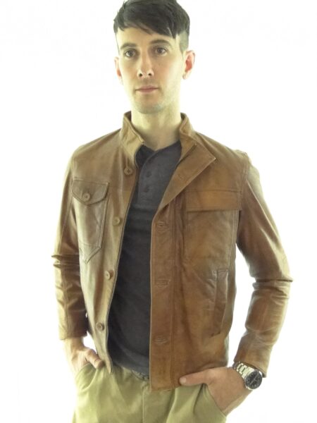 Men's Leather Jacket in Tan