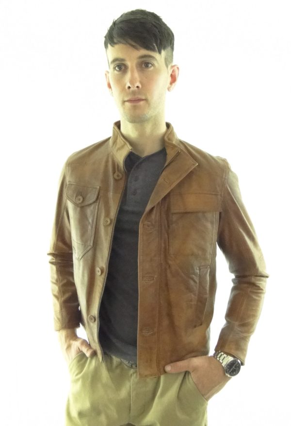 Men's Leather Jacket in Tan