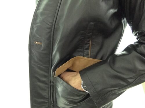 Men's Black Leather Overcoat