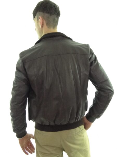Men's Leather Bomber Jacket in Brown