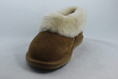 Ladies Sheepskin Slippers with full collar -Plum Chestnut Grey Tipped - Image 4