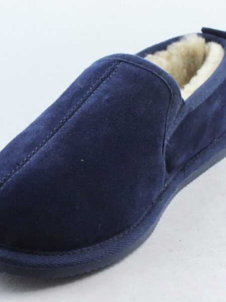 Men's Real Sheepskin Slippers with sole in Navy and Brown