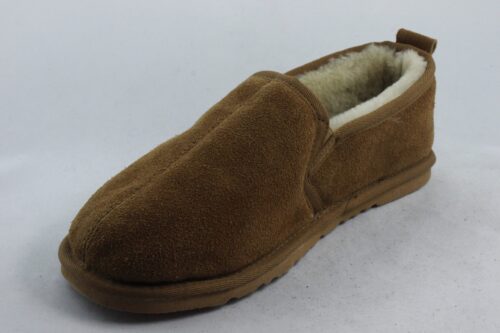 Men's Real Sheepskin Slippers with hard sole in Chestnut