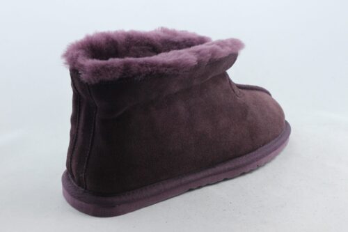 Ladies Sheepskin Slippers with cuff collar -Plum Chestnut Mink - Image 4