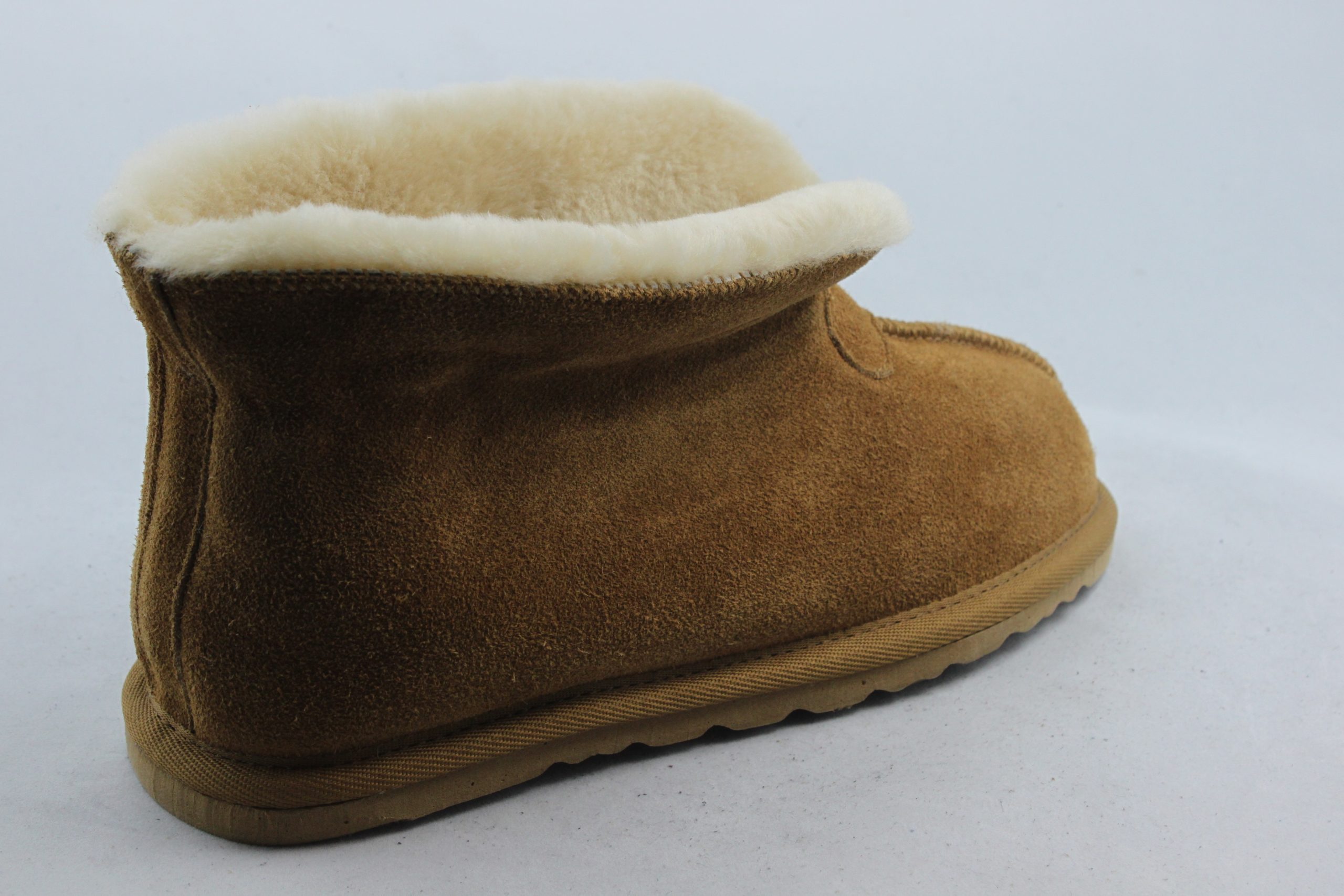 Ladies Sheepskin Slippers with cuff collar -Plum Chestnut Mink ...