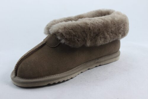 Ladies Sheepskin Slippers with cuff collar -Plum Chestnut Mink - Image 7