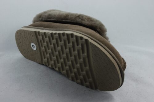 Ladies Sheepskin Slippers with cuff collar -Plum Chestnut Mink - Image 2
