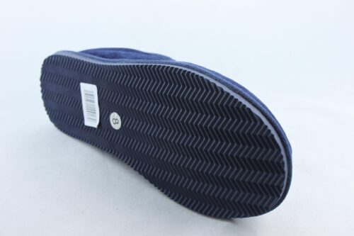 Men's Real Sheepskin Slippers with sole in Navy and Brown - Image 4
