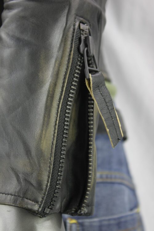 Mens Vintage Look Leather Biker Jacket - Image 9