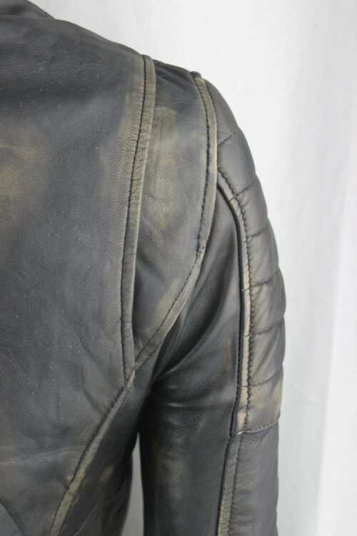 Mens Vintage Look Leather Biker Jacket - Image 10