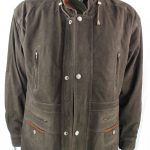 Men's Green Nubuck Leather Parka Coat