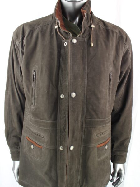 Men's Green Nubuck Leather Parka Coat