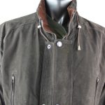 Men's Green Nubuck Leather Parka Coat - Image 2