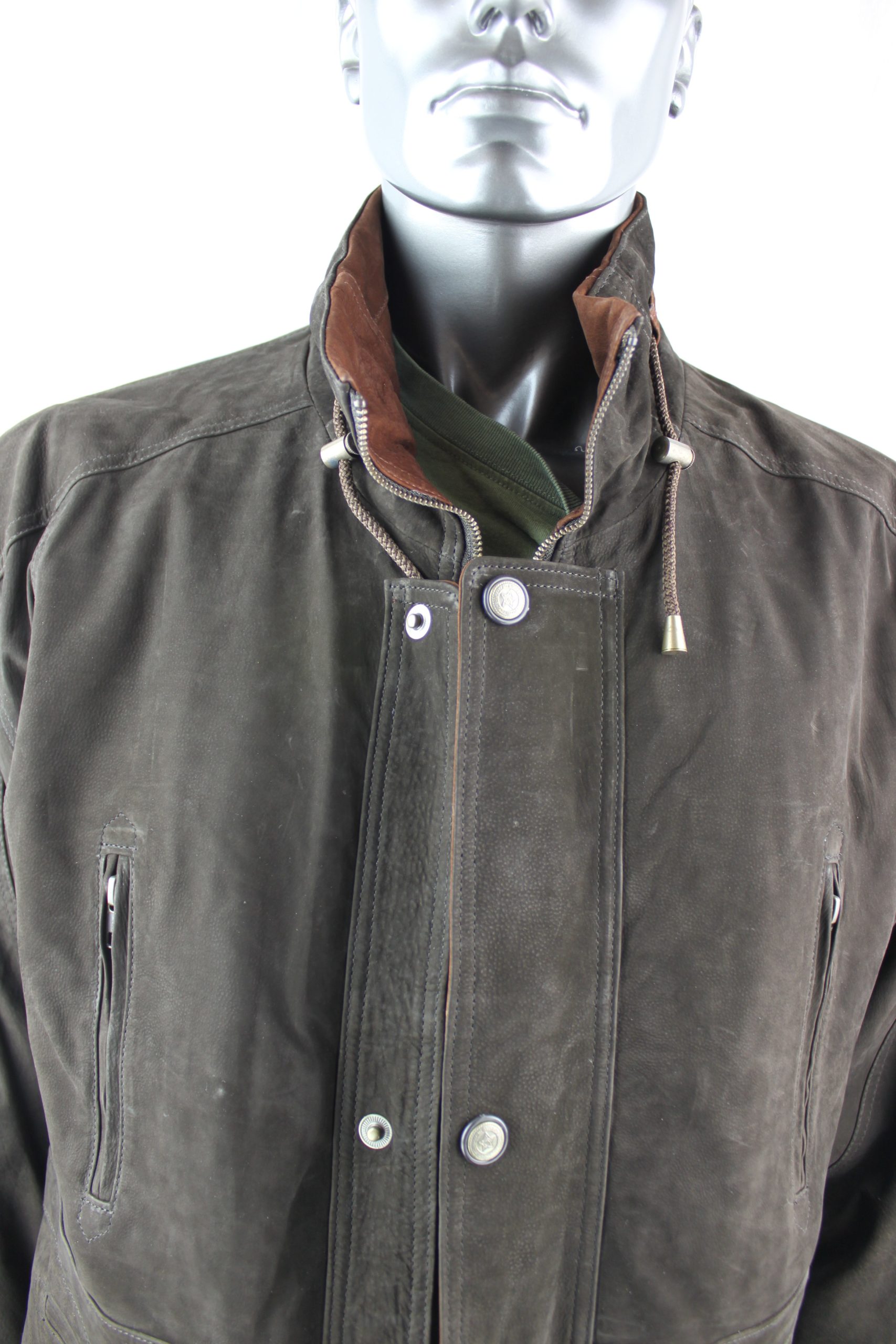 Men’s Green Nubuck Leather Parka Coat – Radford Leather Fashions ...