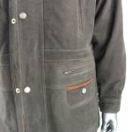 Men's Green Nubuck Leather Parka Coat - Image 3