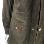 Men's Green Nubuck Leather Parka Coat - Image 9