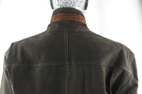 Men's Green Nubuck Leather Parka Coat - Image 6