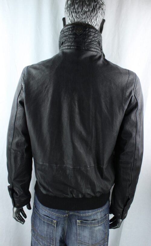 Men's TRAPPER Kostja Leather Bomber Pilot Jacket in Black - Image 5