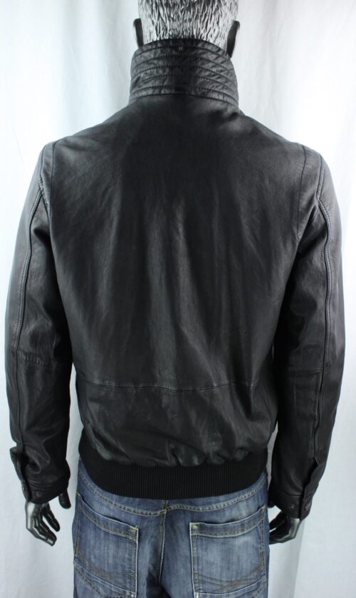 Men's TRAPPER Kostja Leather Bomber Pilot Jacket in Black - Image 6