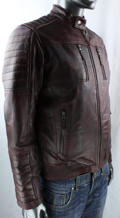 Men's Oxblood Leather Biker Jacket