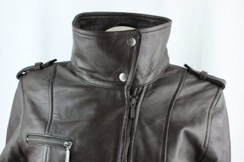 Ladies Brown Leather 3/4 Coat - Image 6