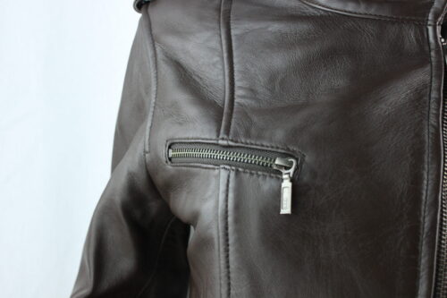 Ladies Brown Leather 3/4 Coat - Image 7