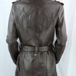 Ladies Brown Leather 3/4 Coat - Image 9