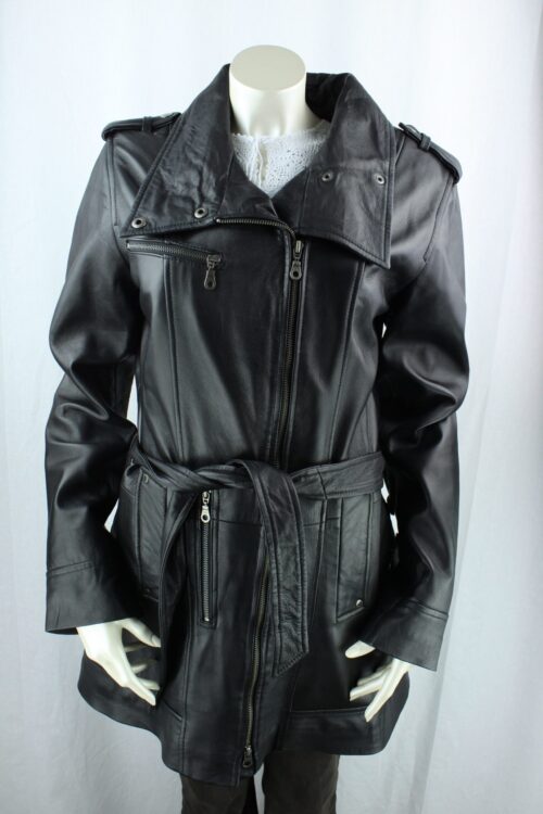 Ladies Black Leather 3/4 Coat