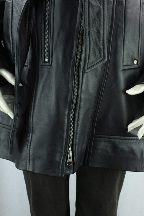 Ladies Black Leather 3/4 Coat - Image 8