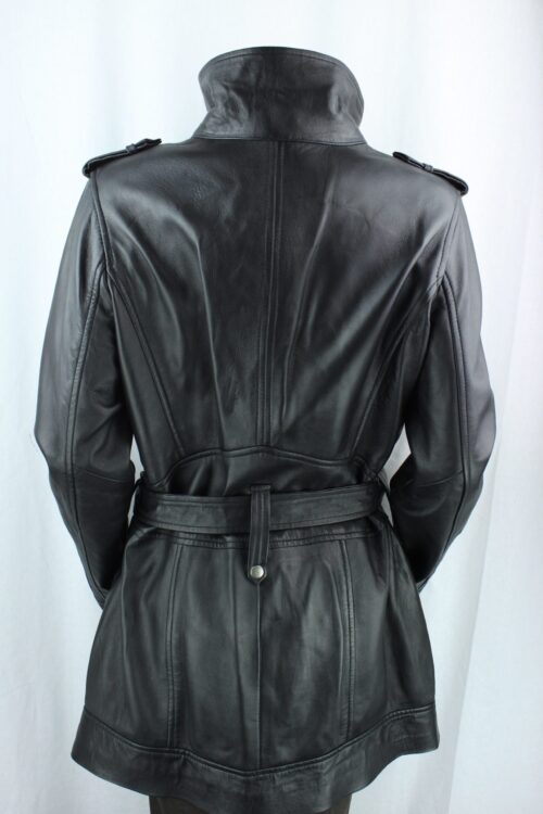 Ladies Brown Leather 3/4 Coat - Image 2