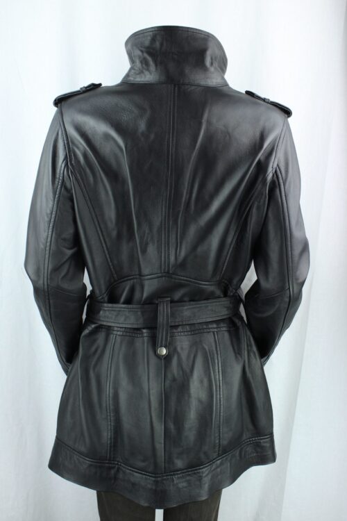 Ladies Brown Leather 3/4 Coat - Image 3