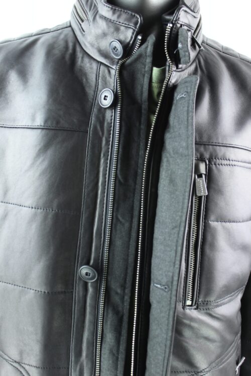 Men's TRAPPER Ben Leather Coat in Dark Brown - Image 3