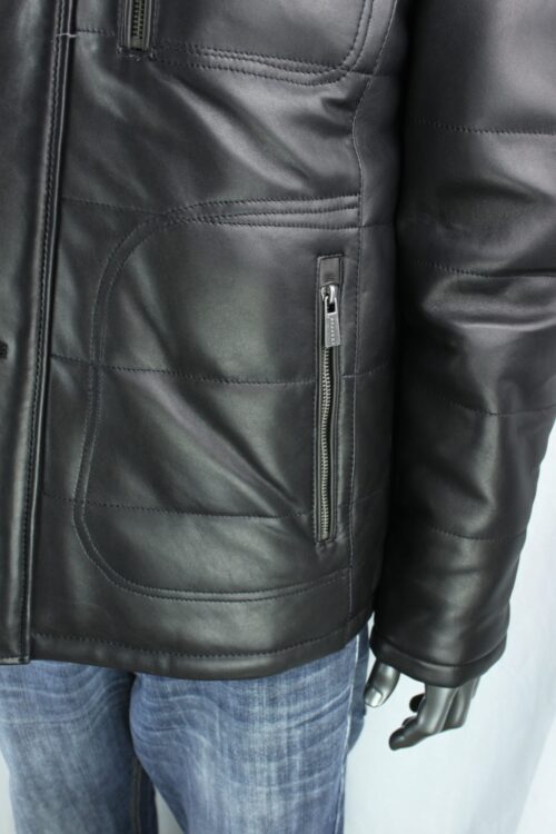 Men's TRAPPER Ben Leather Coat in Dark Brown - Image 6