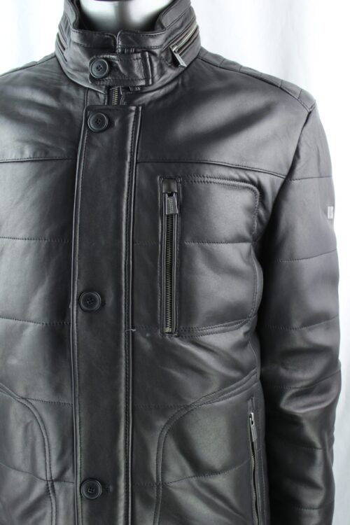 Men's TRAPPER Ben Leather Coat in Dark Brown