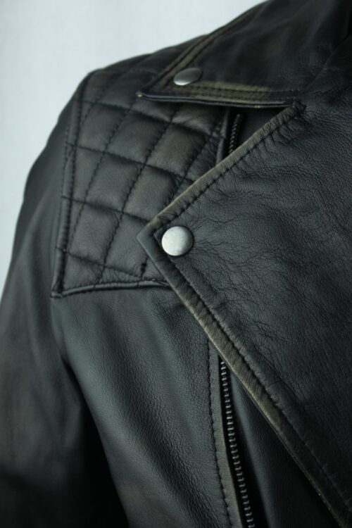 Men's Vintage Leather Biker Jacket - Image 9