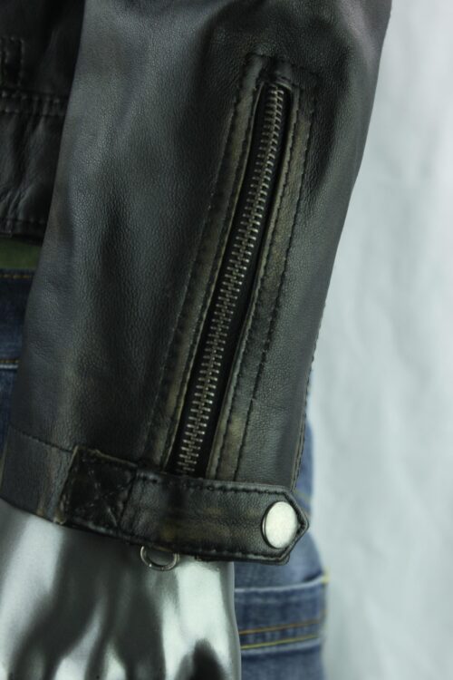 Men's Vintage Leather Biker Jacket - Image 3