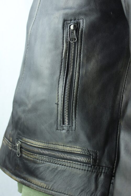 Men's Vintage Leather Biker Jacket - Image 4