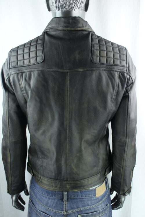 Men's Vintage Leather Biker Jacket - Image 5