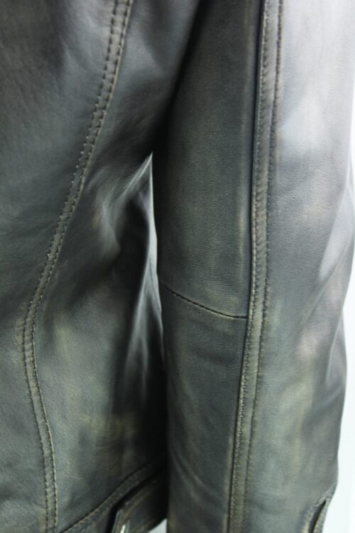 Men's Vintage Leather Biker Jacket - Image 6