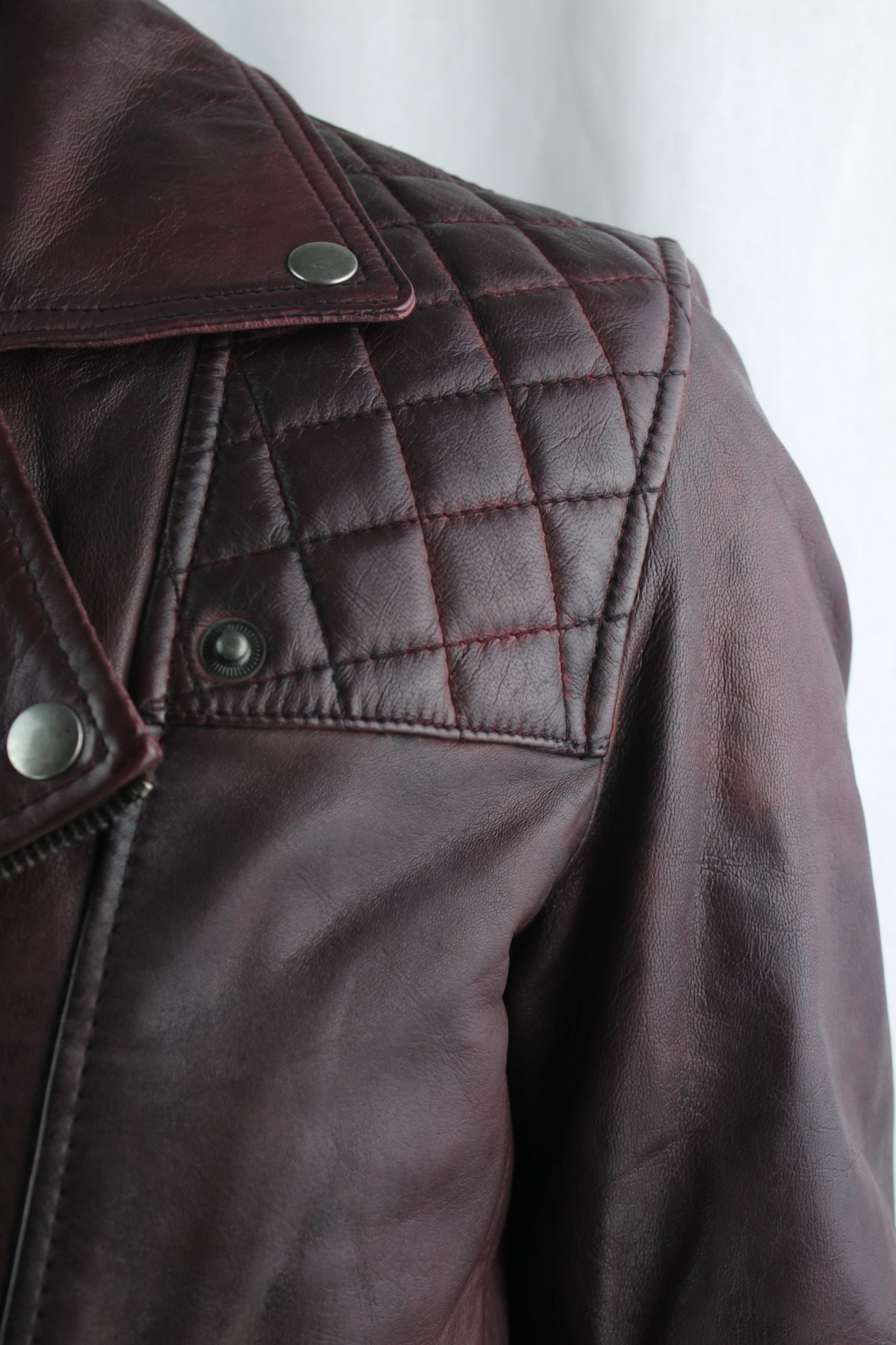 Men’s Vintage Leather Biker Jacket in Burgundy – Radford Leather ...