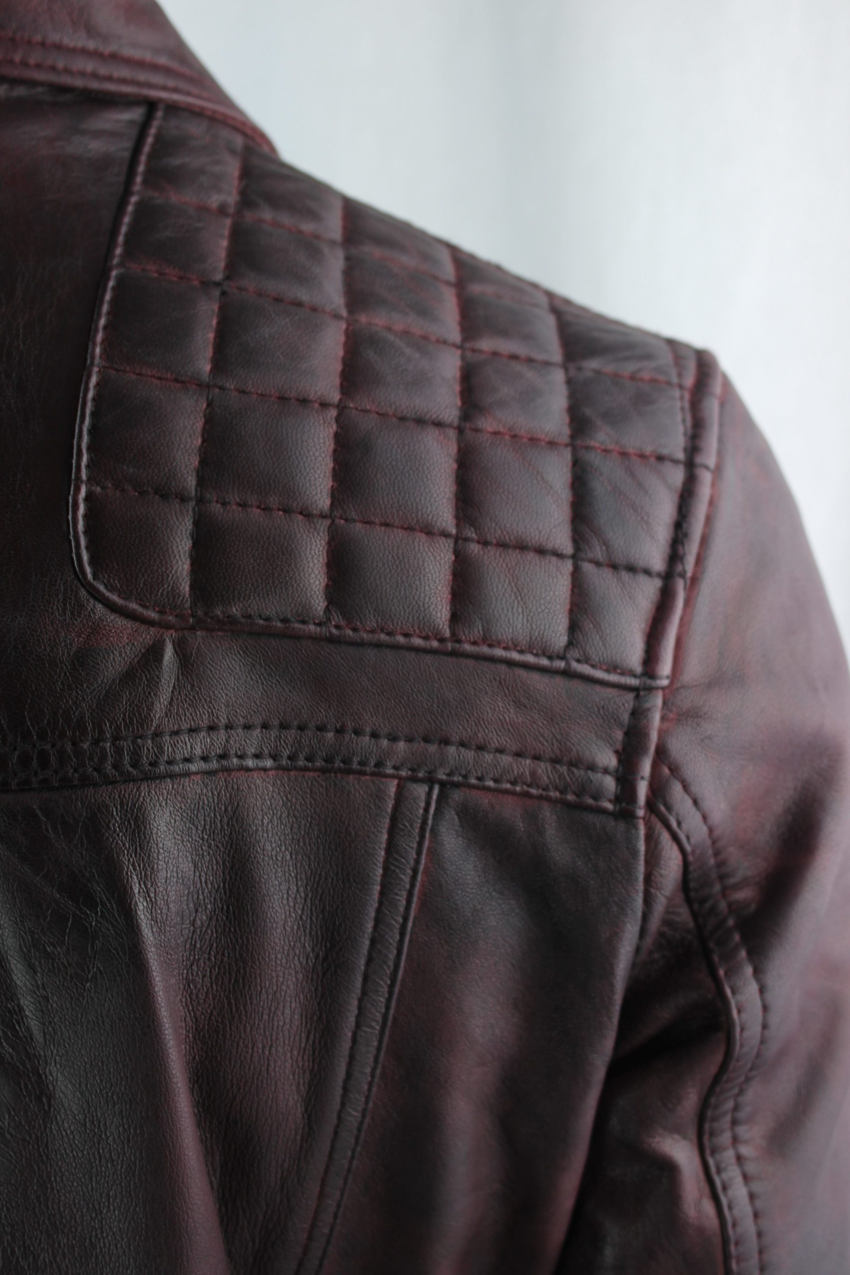 Men’s Vintage Leather Biker Jacket in Burgundy – Radford Leather ...