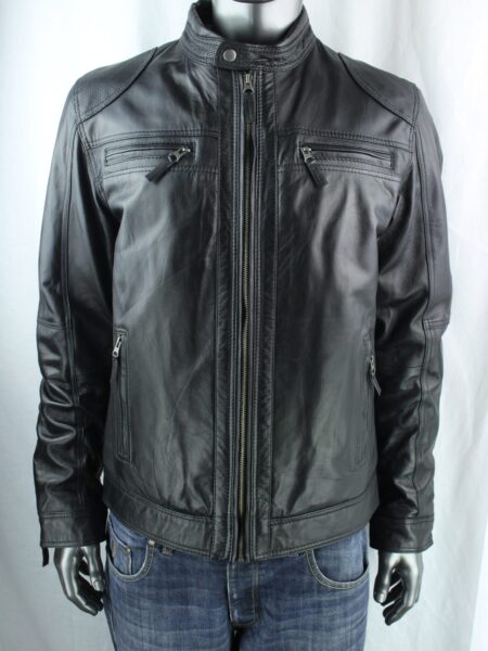 Men's Black Leather Biker Jacket