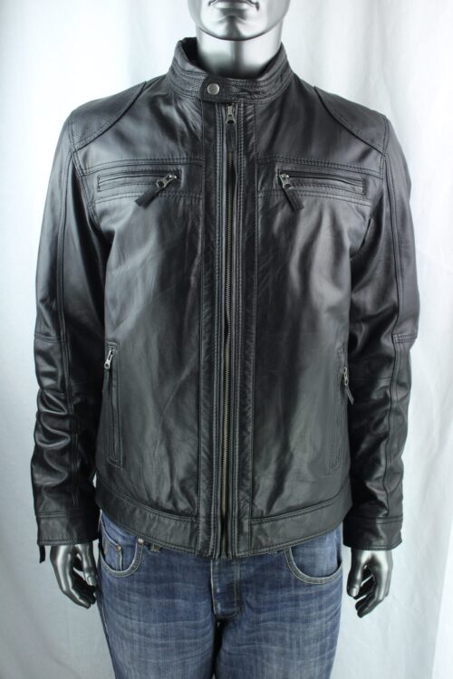 Men's Black Leather Biker Jacket